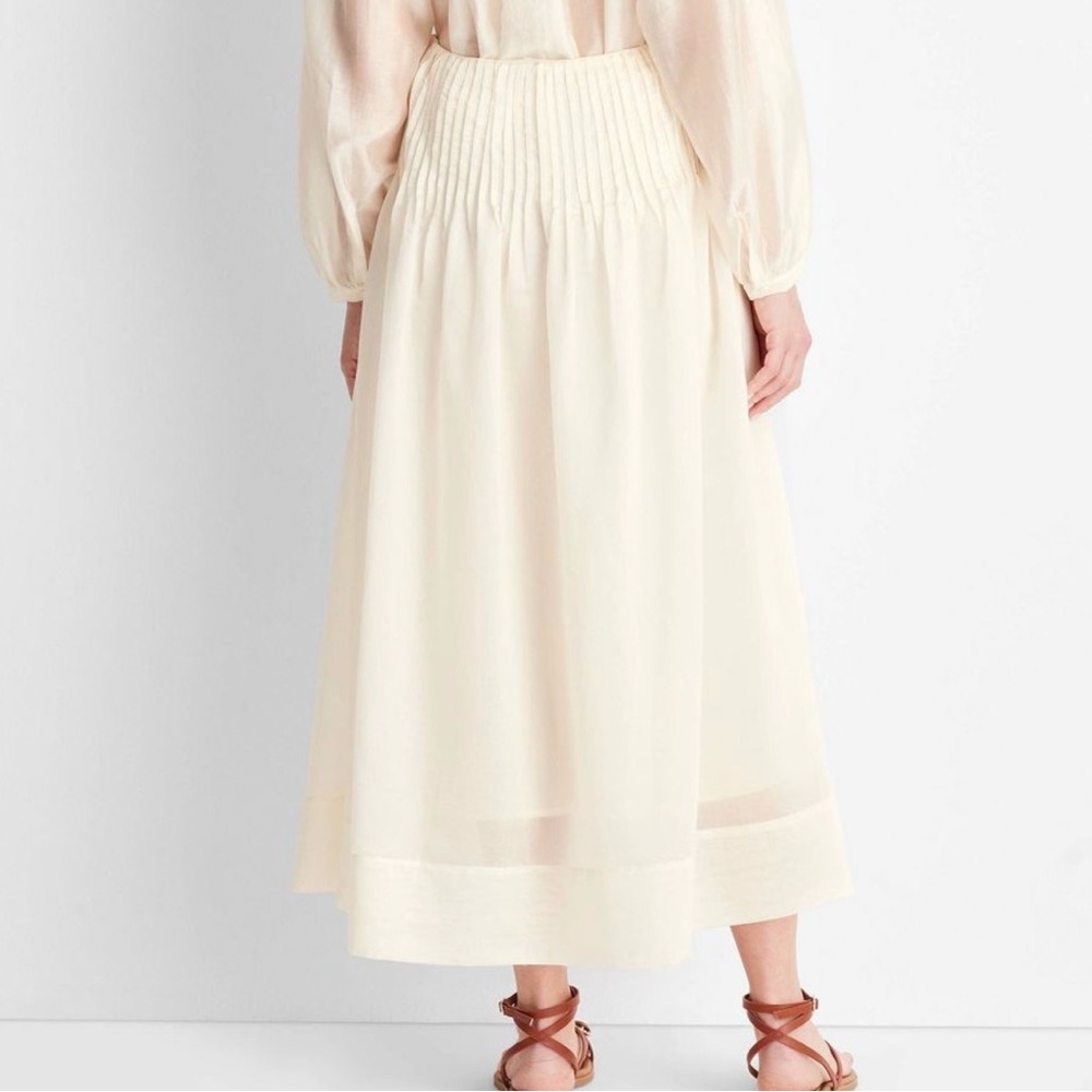 Future Collective cream maxi skirt with zipper and pleated detailing. - Picture 2 of 6